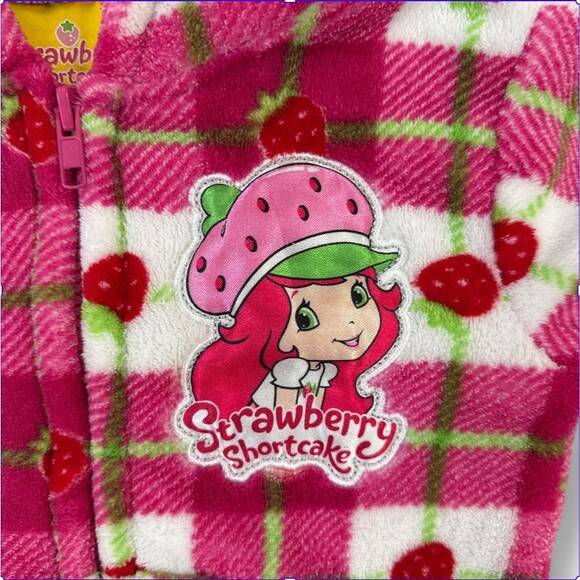Strawberry Shortcake Girls Jacket Hooded Full Zip Red Hoodie Cartoon Y2K Size 5 - Picture 3 of 9